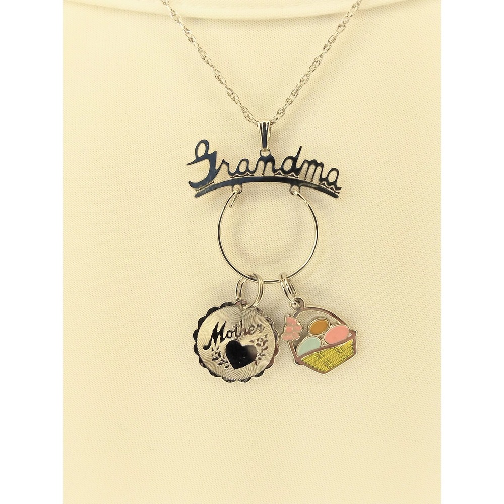 Sterling silver egg basket grandmother necklace
